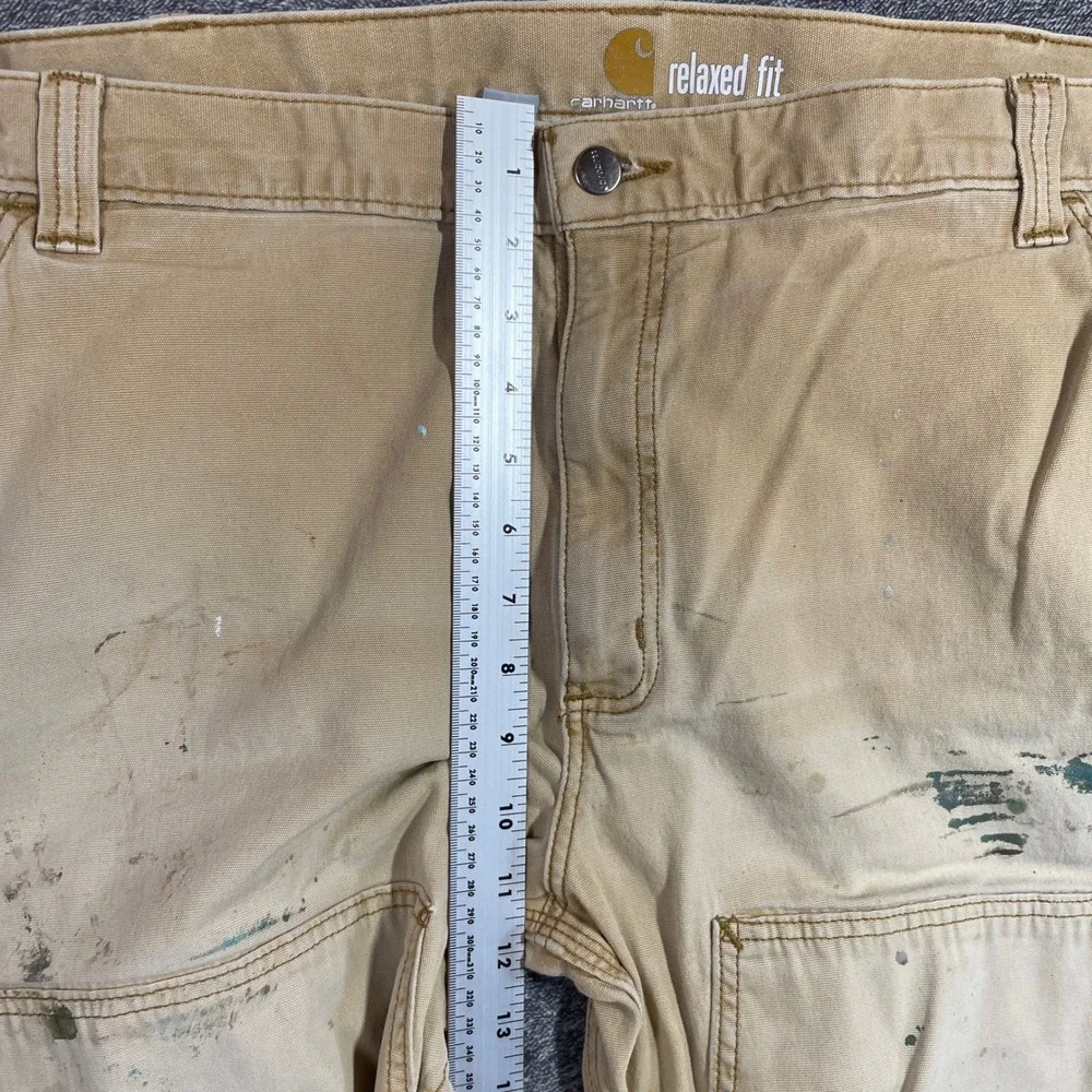 Carhartt Pants Relaxed Fit Double Knee 42x30 Work Pants Tan Distressed Canvas